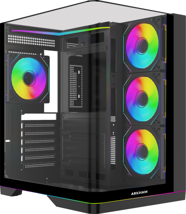 Gabinete Gamer Arkham Rakun ATX Vidrio Templado Curvo 4 Fans ARGB Negro - comprar en Córdoba | LobbyX