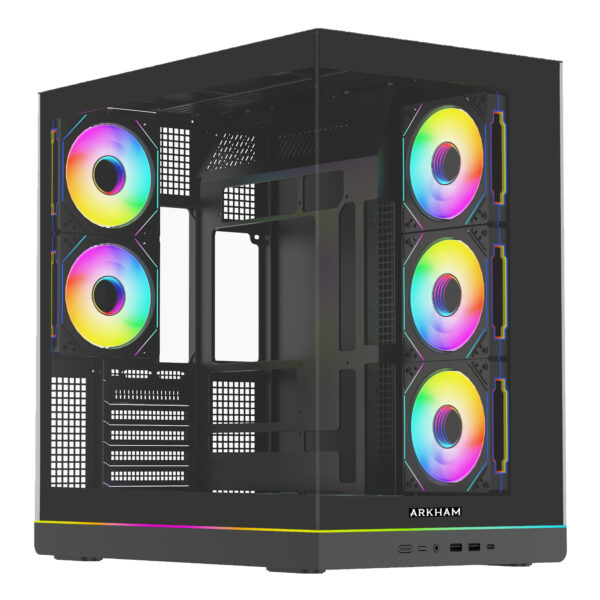 Gabinete Gamer Arkham Rascal ATX Full Vidrio Templado 5 Fans ARGB Negro - comprar en Córdoba | LobbyX