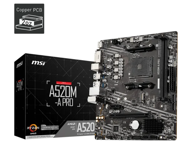 Motherboard MSI A520M-A PRO AM4 DDR4 Micro-ATX (911-7C96-063) - comprar en Córdoba | LobbyX