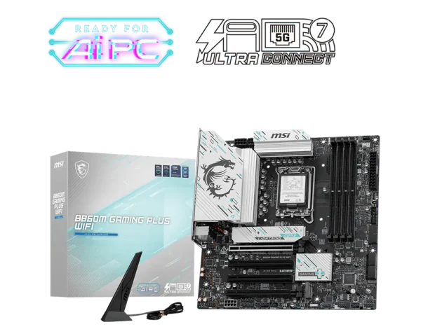 Motherboard MSI B860M GAMING PLUS WIFI LGA1851 DDR5 Micro-ATX (911-7E42-003) - comprar en Córdoba | LobbyX