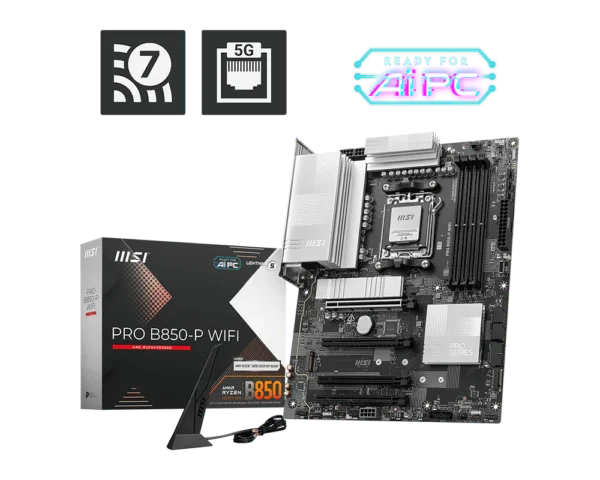 Motherboard MSI PRO B850-P WIFI AM5 DDR5 ATX (911-7E56-021) - comprar en Córdoba | LobbyX