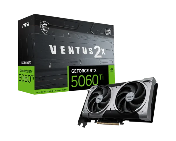 Placa de Video MSI GeForce RTX 5060 Ti Ventus 2X OC Plus 16GB GDDR7 (912-V535-097) - comprar en Córdoba | LobbyX