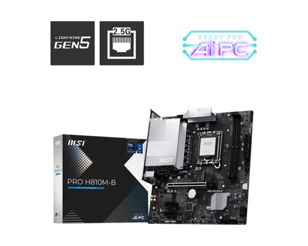 Motherboard MSI PRO H810M-B LGA1851 DDR5 Micro-ATX (911-7E64-001) - comprar en Córdoba | LobbyX
