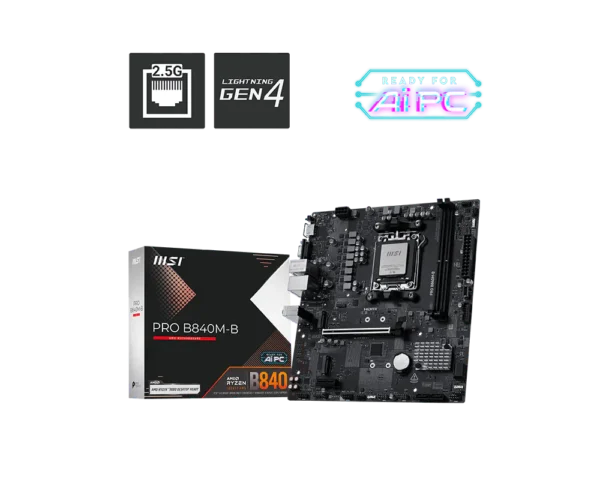 Motherboard MSI PRO B840M-B AM5 DDR5 Micro-ATX (911-7E76-002) - comprar en Córdoba | LobbyX