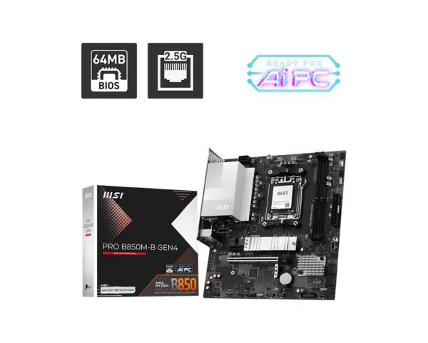 Motherboard MSI PRO B850M-B GEN4 AM5 DDR5 Micro-ATX (911-7E87-003) - comprar en Córdoba | LobbyX