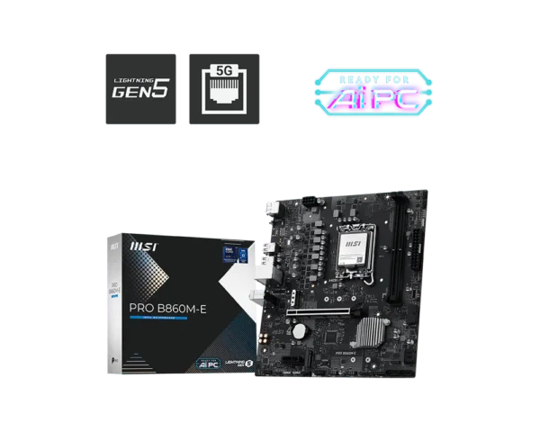 Motherboard MSI PRO B860M-E LGA1851 DDR5 Micro-ATX (911-7E45-004) - comprar en Córdoba | LobbyX